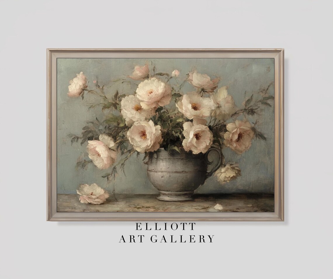 Muted Vintage Still Life Floral Botanical Art Print