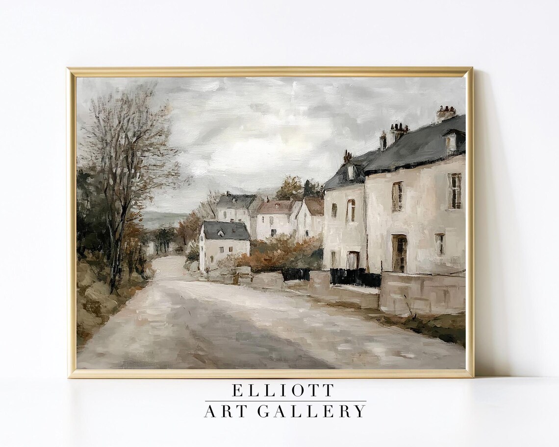 Vintage French Streetscape, Modern Country Art Print