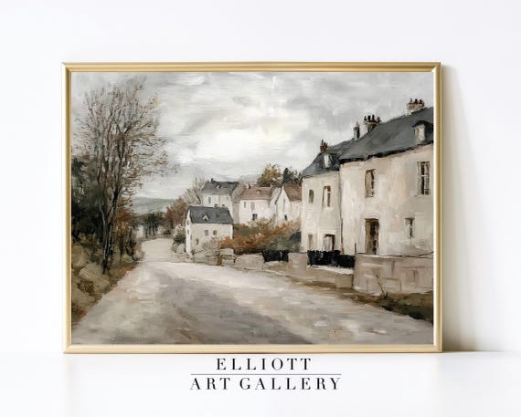 Vintage French Streetscape, Modern Country Art Print