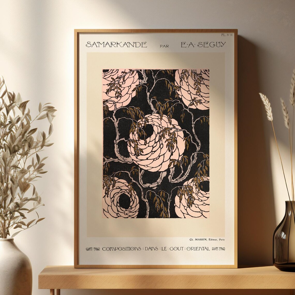 Art Nouveau Wall Vintage Botanical Pattern Print Elegant Oriental Design Poster Antique Style Illustration