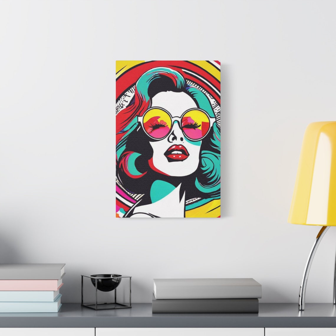 Pop Art Woman Sunglasses Comic Portrait Bold Colors Wall Poster - Image 4