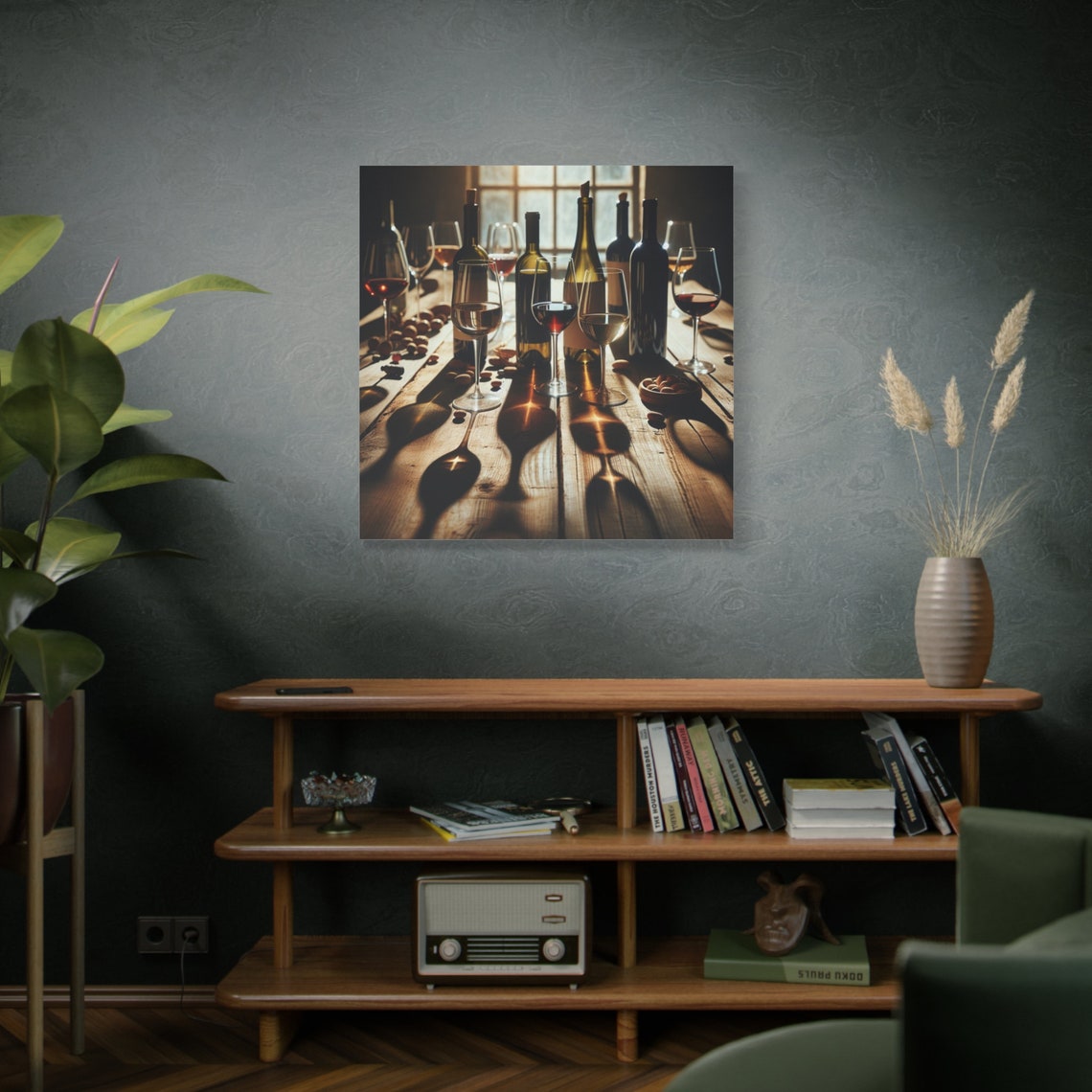 Vintage Wine Bottles Glasses Rustic Table Window Light Photo Poster - Image 4