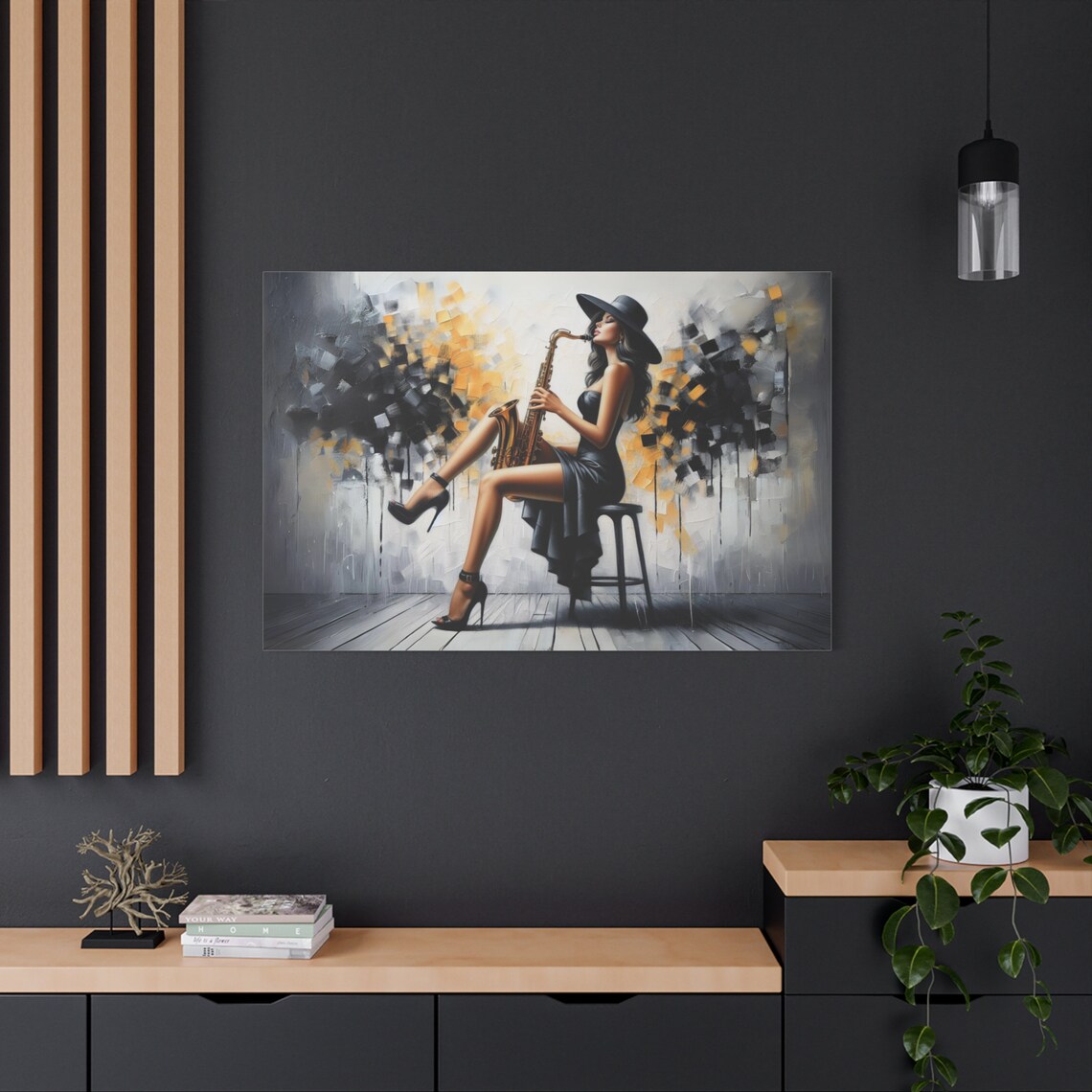 Saxophone Player Jazz Art Print, Modern Music Decor - Image 2