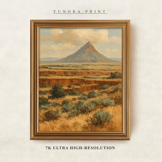 Desert Mountain Serenity Prints Vintage Landscape Artwork