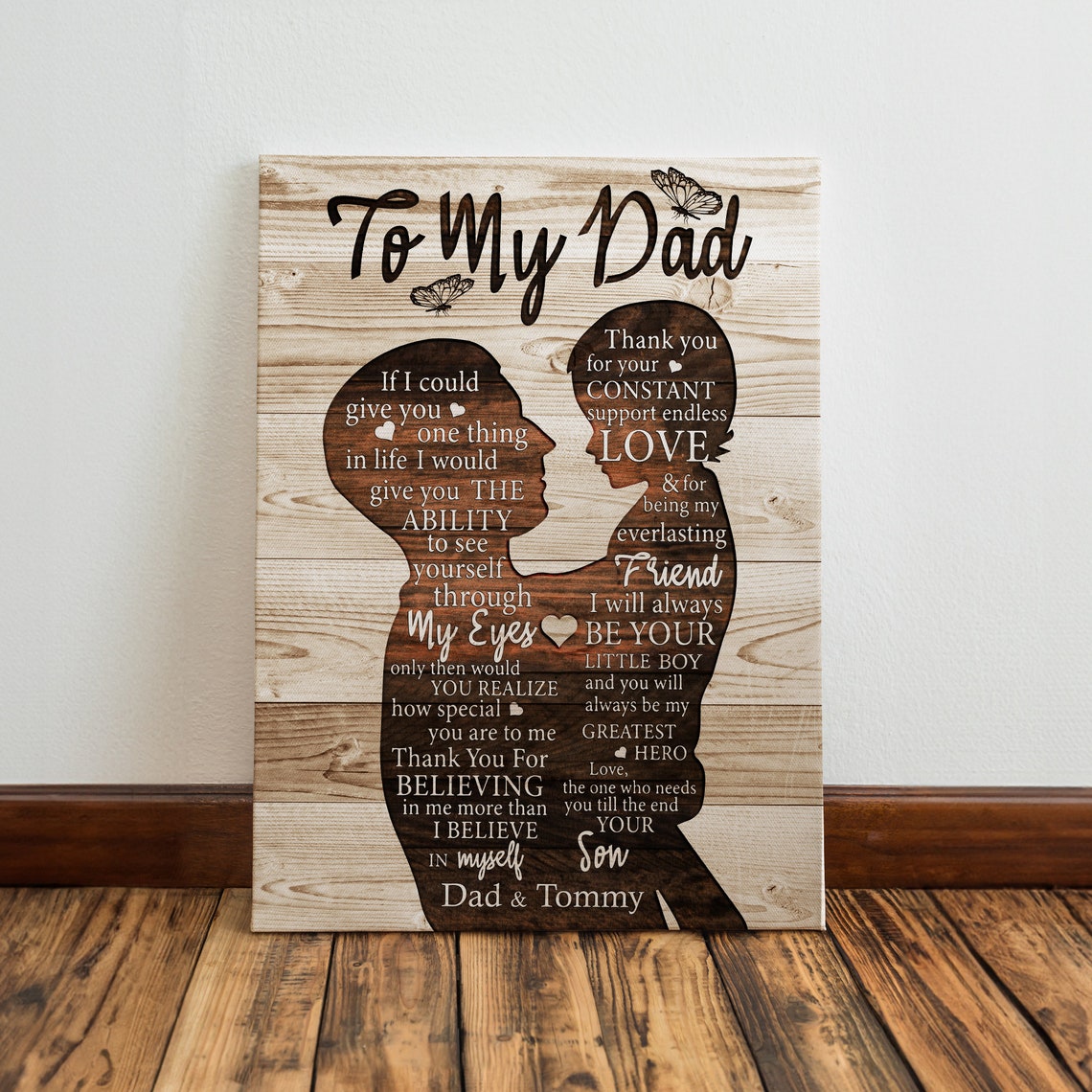 To My Dad Silhouette Tribute From Son Greatest Hero Custom Name Poster - Image 2