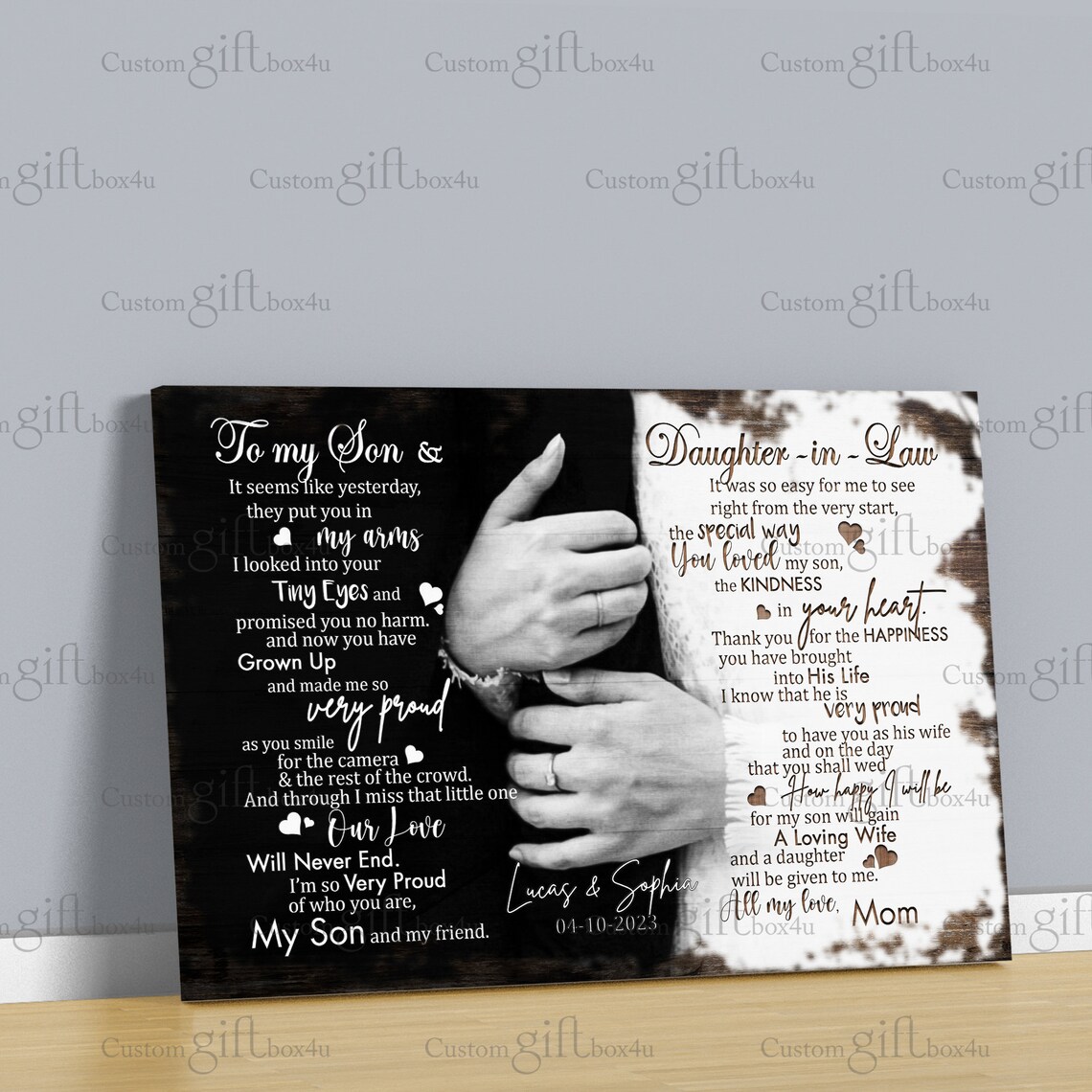 To My Son and Daughter-in-Law Wedding Gift Poem From Mom Wall Art - Image 3