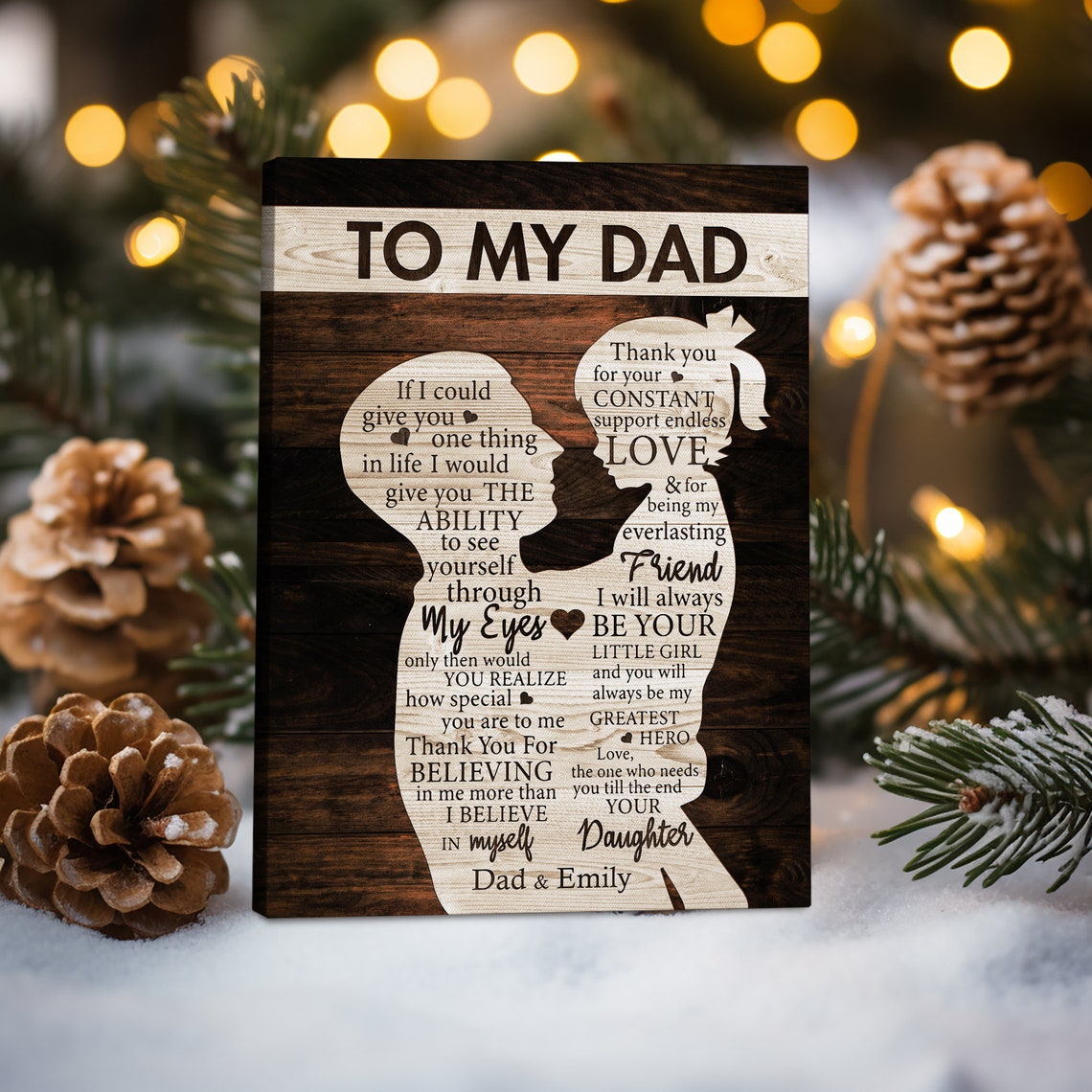 To My Dad Father Daughter Silhouette Sentimental Custom Name Poster - Image 4