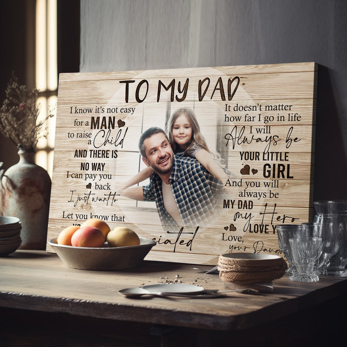 To My Dad Appreciated Hero Piggyback Photo From Loving Daughter Poster - Image 3