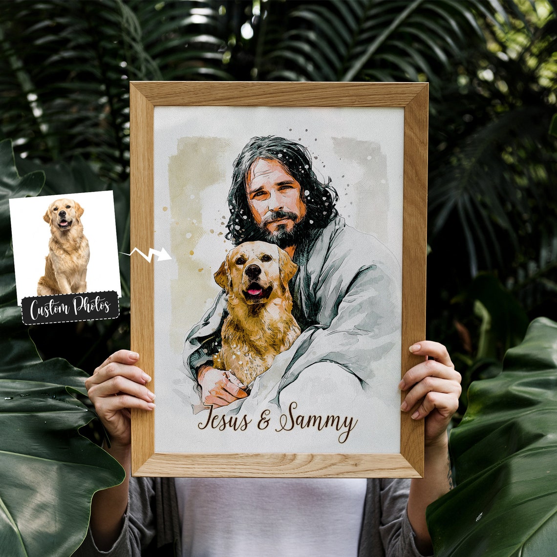 Files Personalized Your Dog Safe In The Arms Of God Jesus Holding Dog Watercolor God And Dog Christ And Dogs Jesus And Dog - Image 5