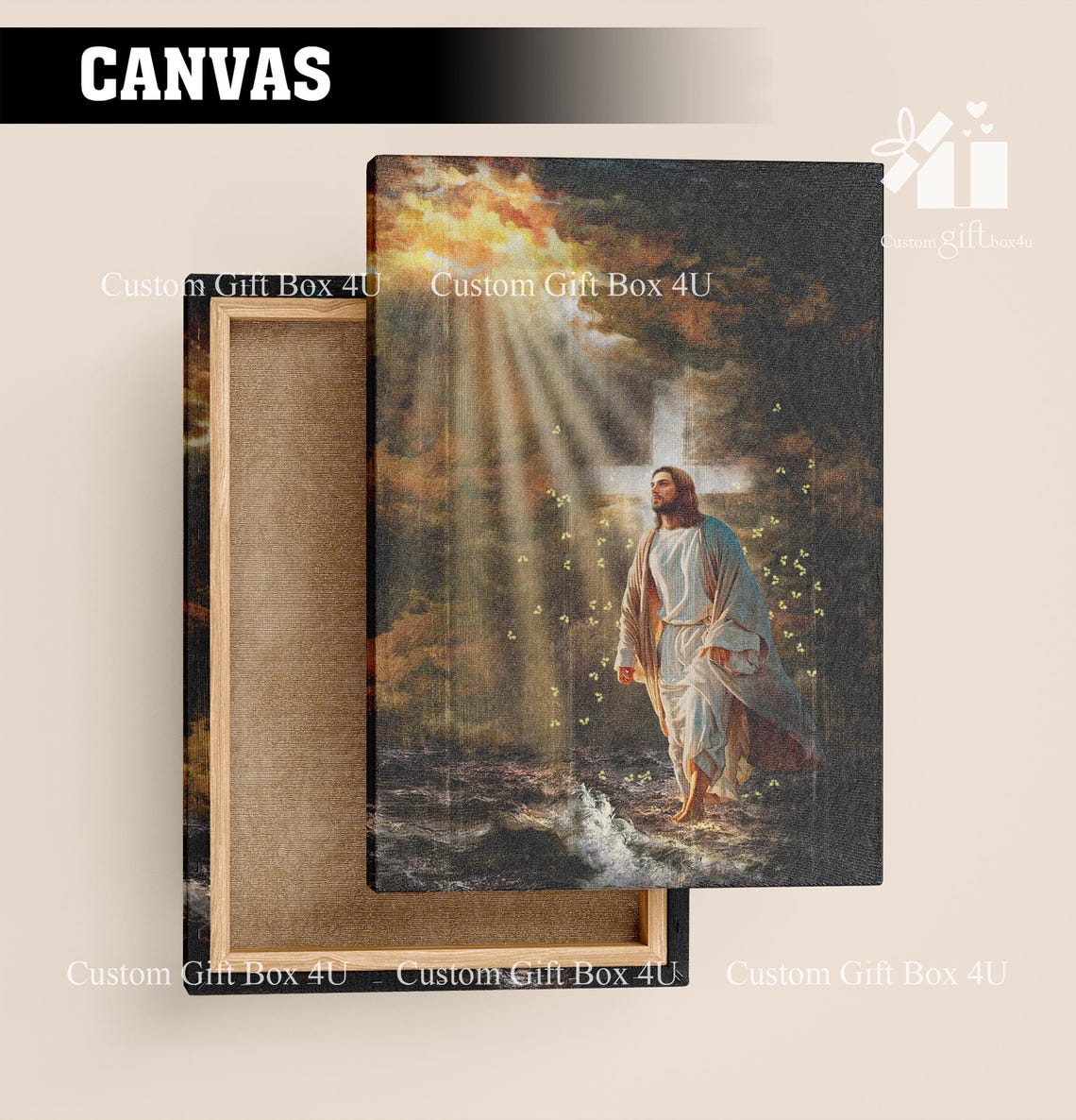 Jesus Walking On Water Heavenly Light Christian Faith Poster - Image 4