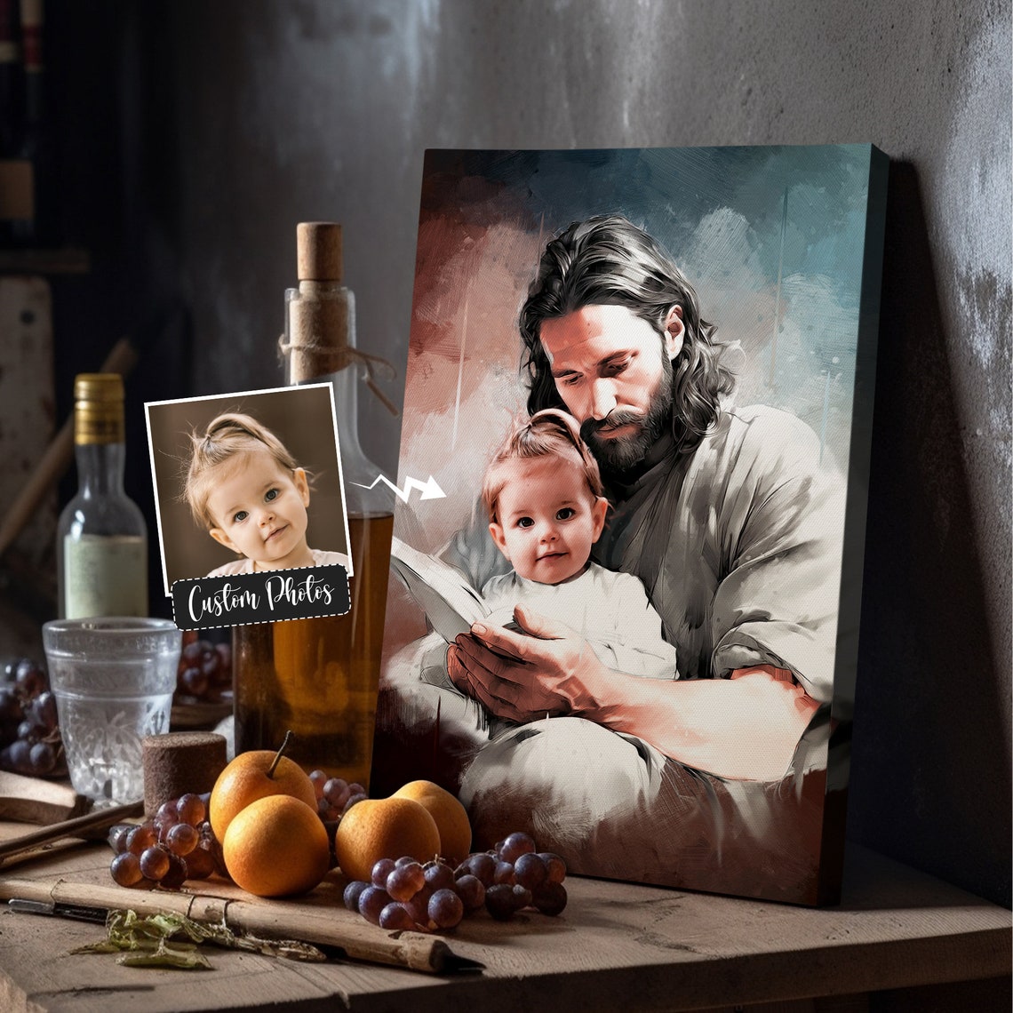 Portrait With Jesus Oil Painting Files Child Safe In The Arms Of God Art Jesus Holding Baby Child And God Christ And Baby - Image 6