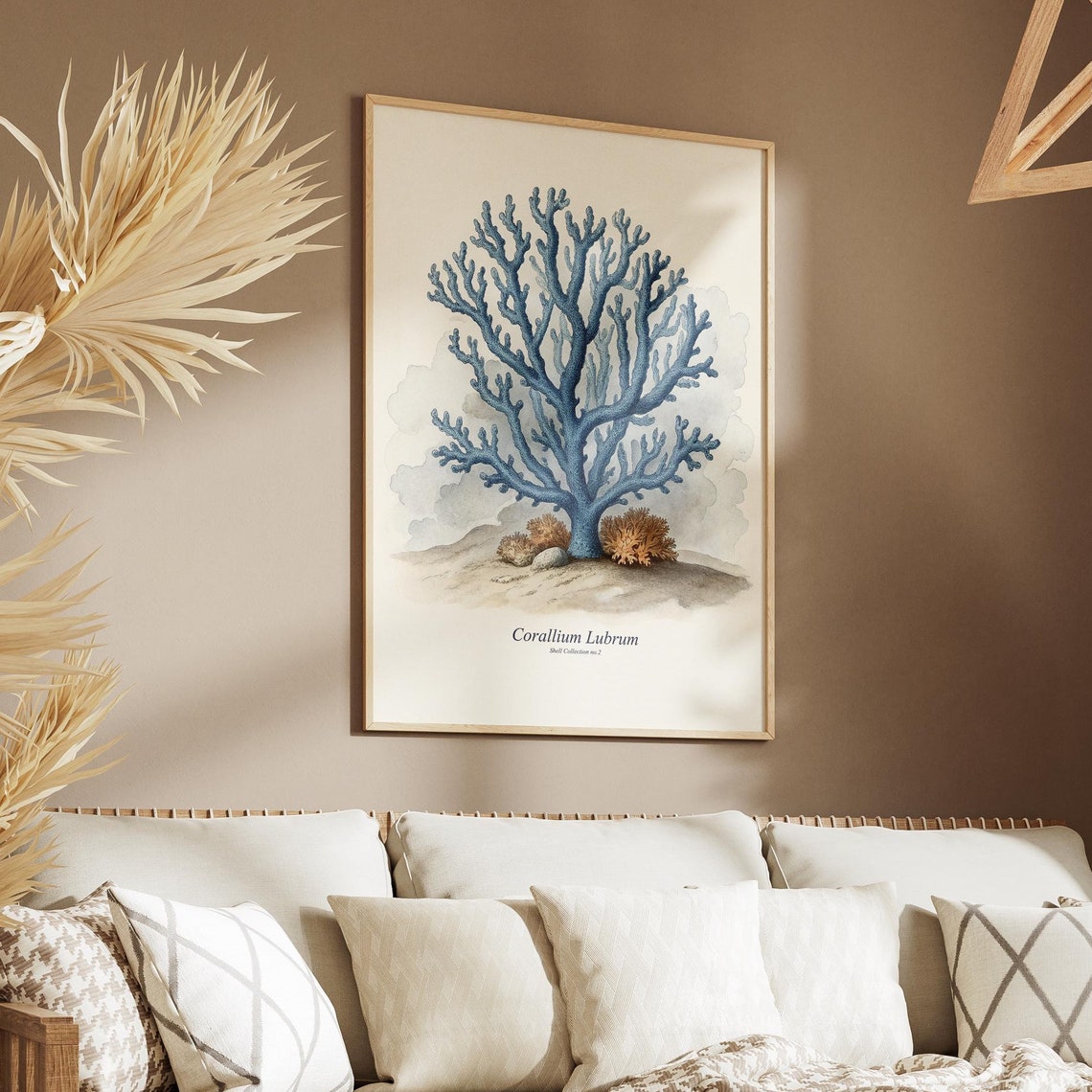 Watercolor Seashell Art Print, Coastal Antique Sketch