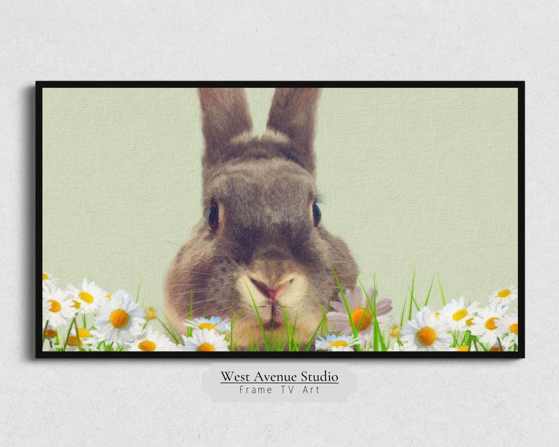 Easter Bunny Face Daisies Close Up Cute Spring Animal Photo Poster - Image 4