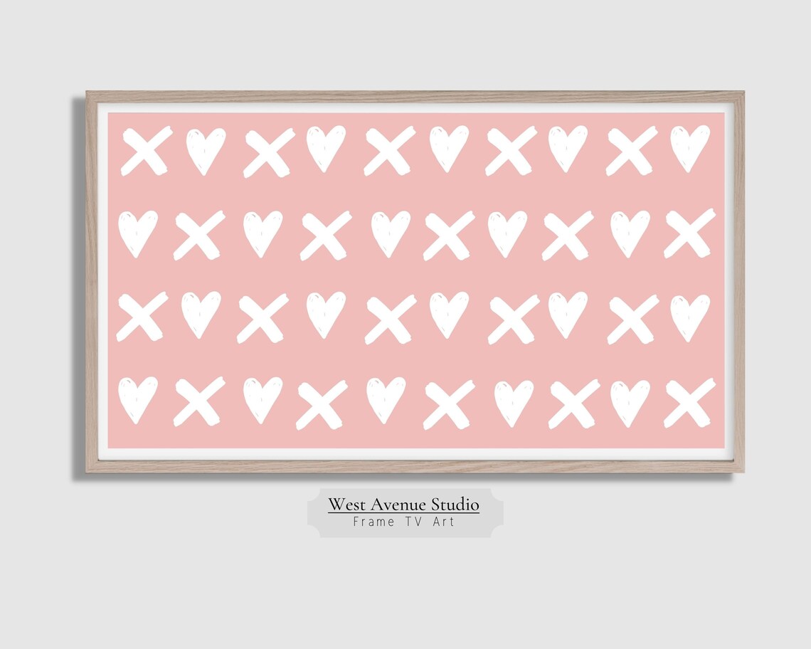 Pink XO Hugs Kisses Heart Pattern Cute Valentines Day Wall Art Poster - Image 5