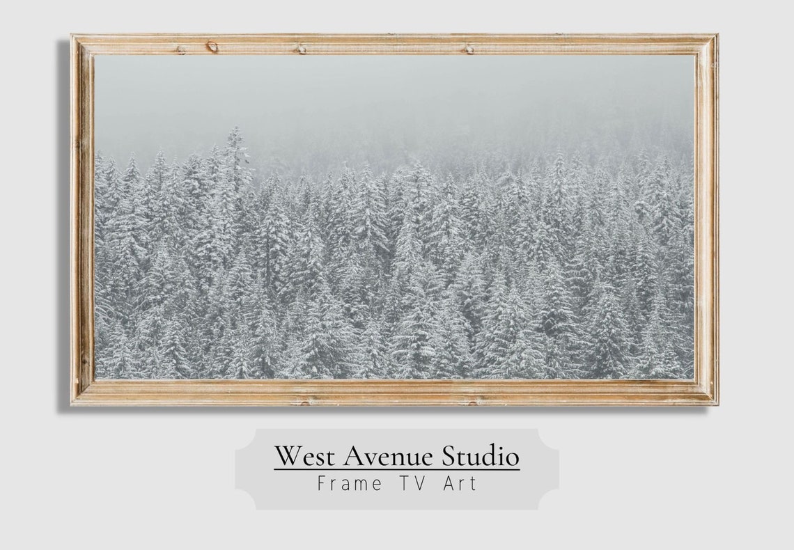 Snowy Pine Forest Fading Into Fog Minimalist Winter Photo Wall Poster - Image 4