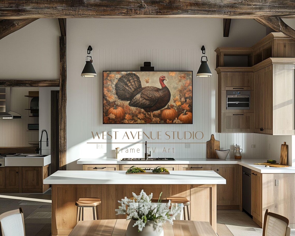 Thanksgiving Turkey Art Print, Rustic Fall Decor - Image 2