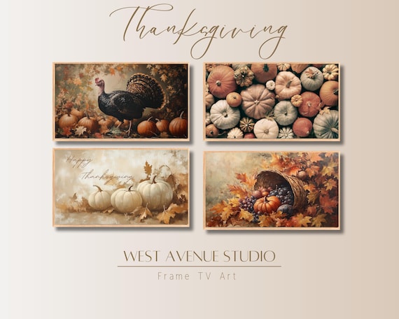 Thanksgiving Harvest Set of 4 Vintage Fall Farmhouse Kitchen Wall Art Print