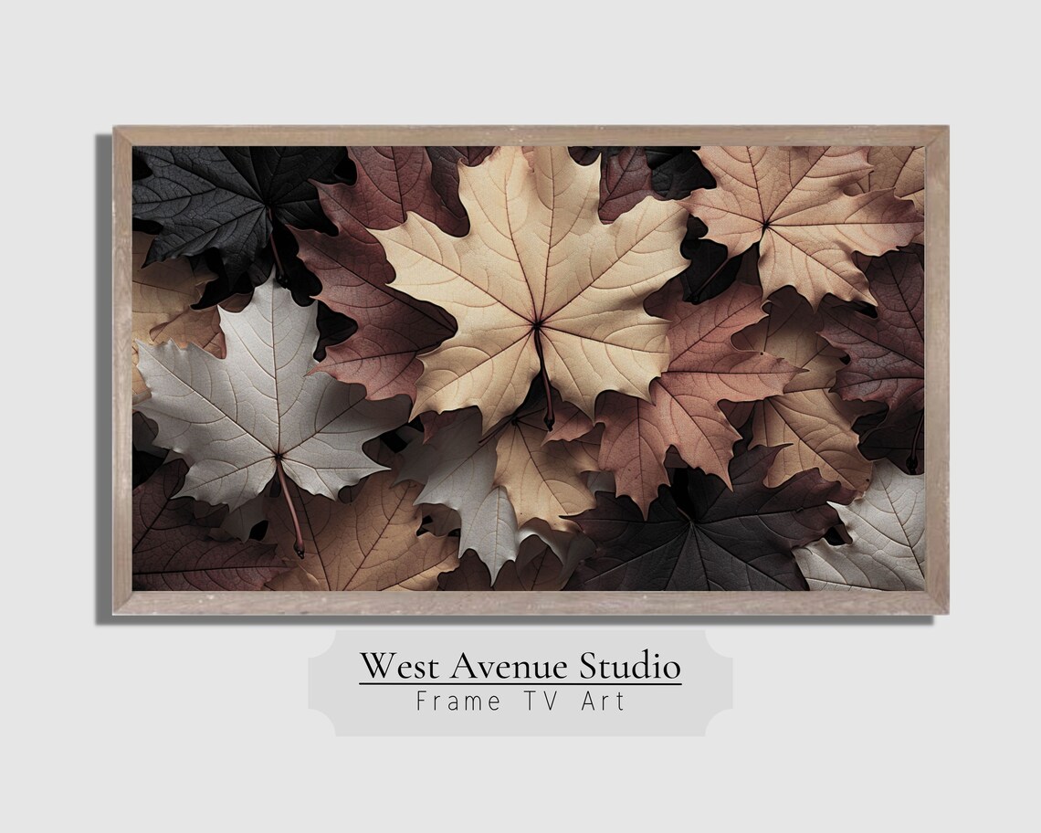 Neutral Fall Maple Leaves Farmhouse Art Print - Image 4