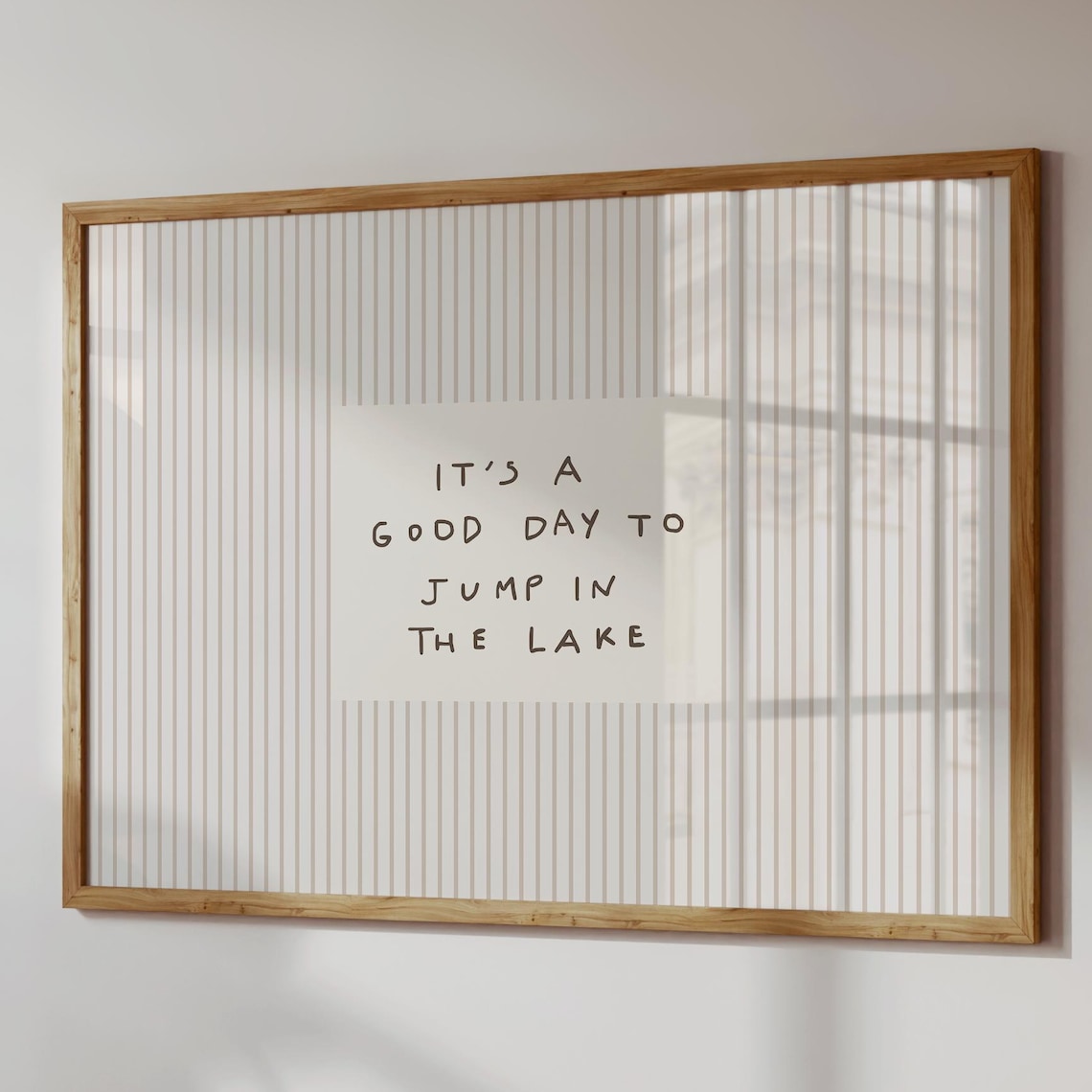 Lake House Print, Retro Striped Decor
