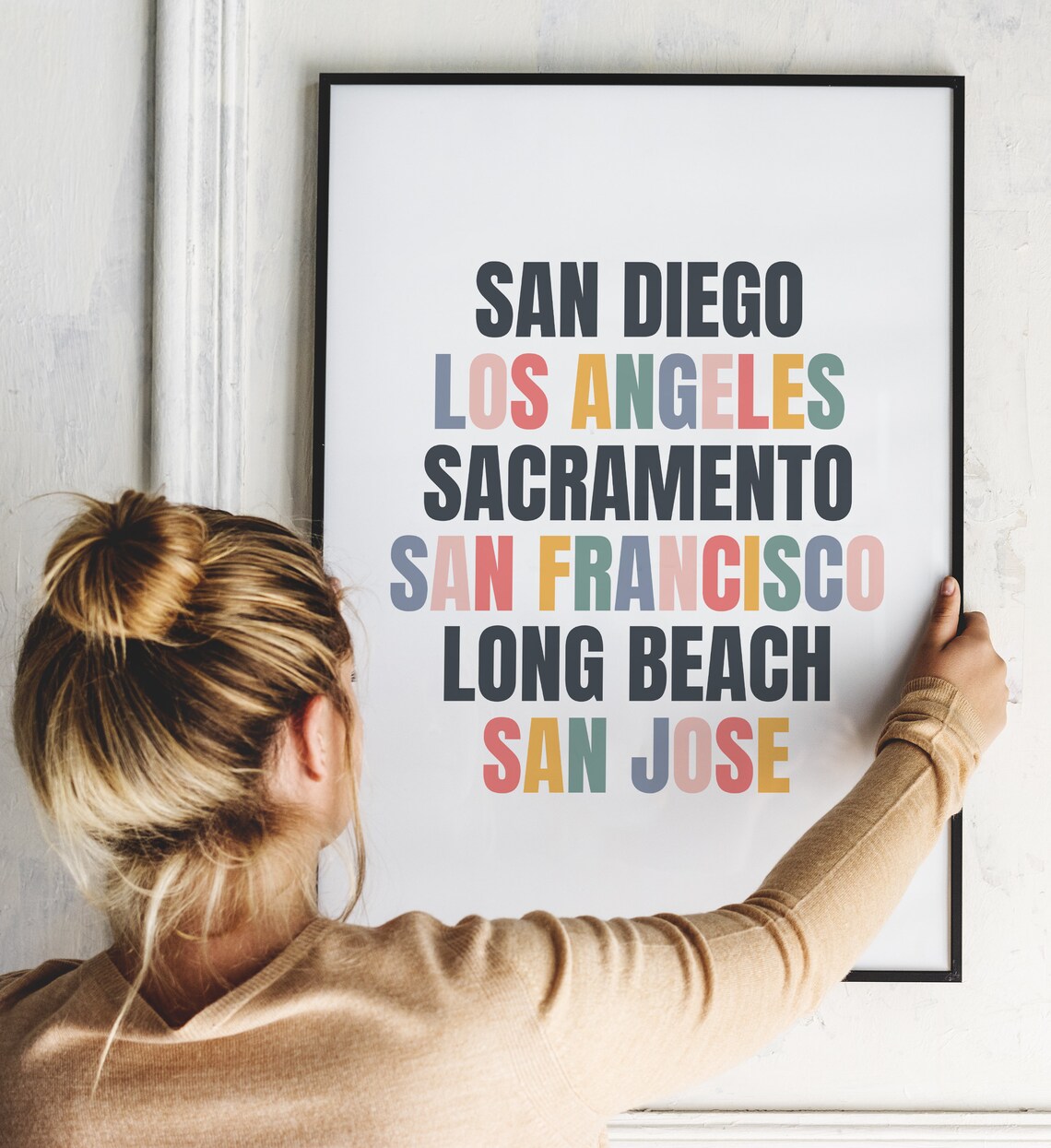 San Diego Los Angeles Sacramento California Cities Typography Poster - Image 2