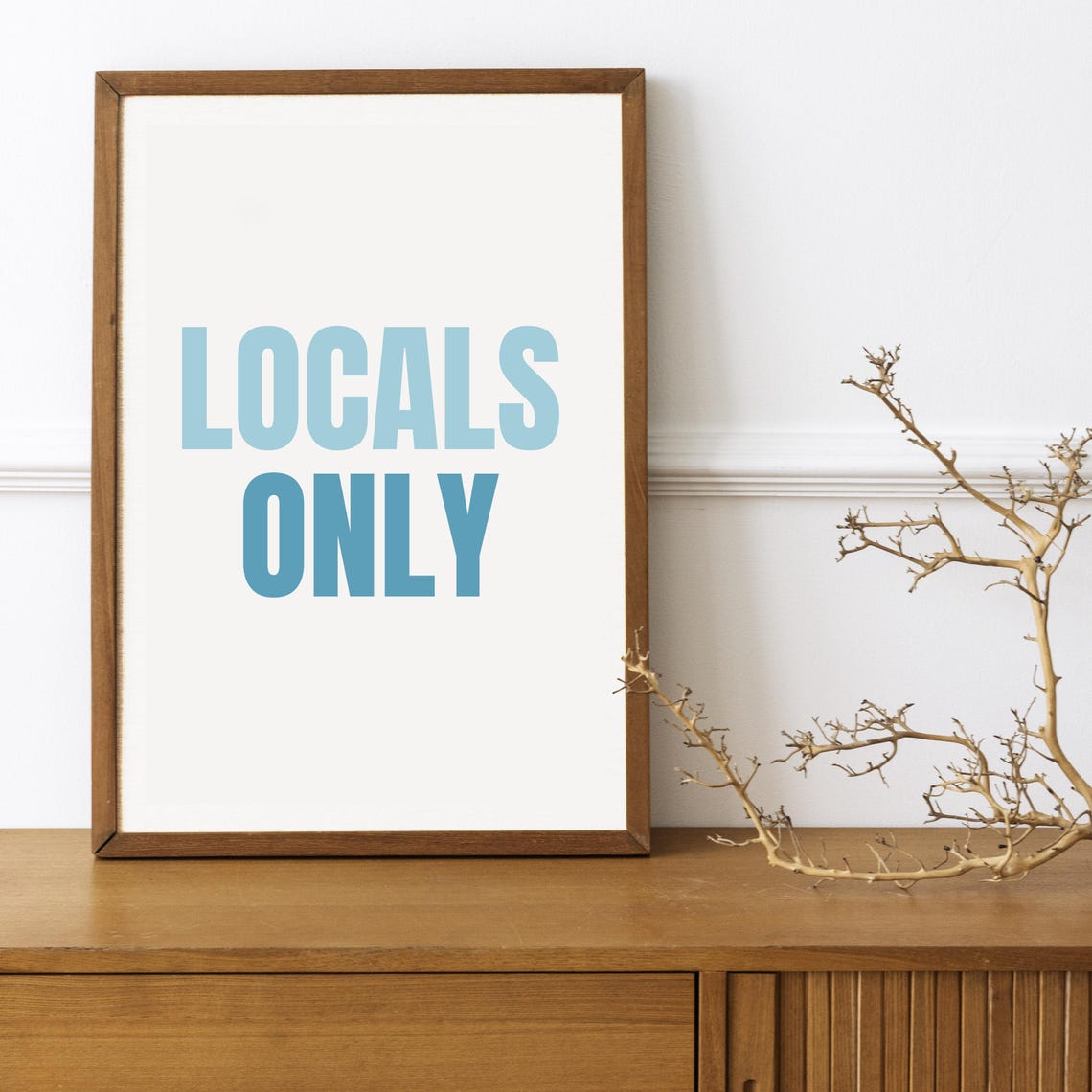 Locals Only Coastal Blue Trendy Typography Beach House Poster - Image 4