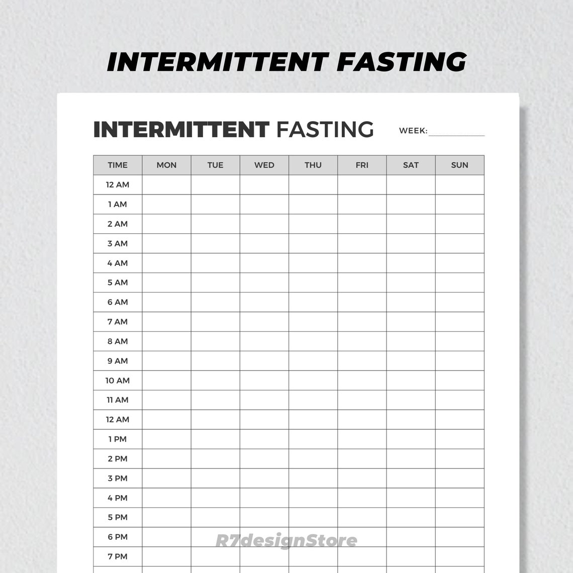 Intermittent Fasting Weekly Tracker Planner Printable Poster - Image 3