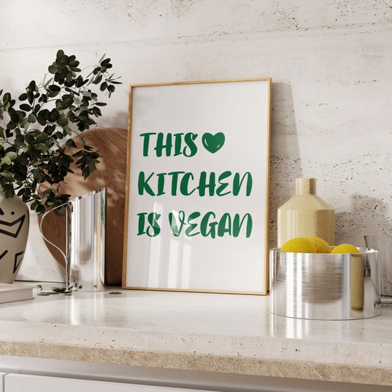Vegan Kitchen Poster Retro Minimalist Art