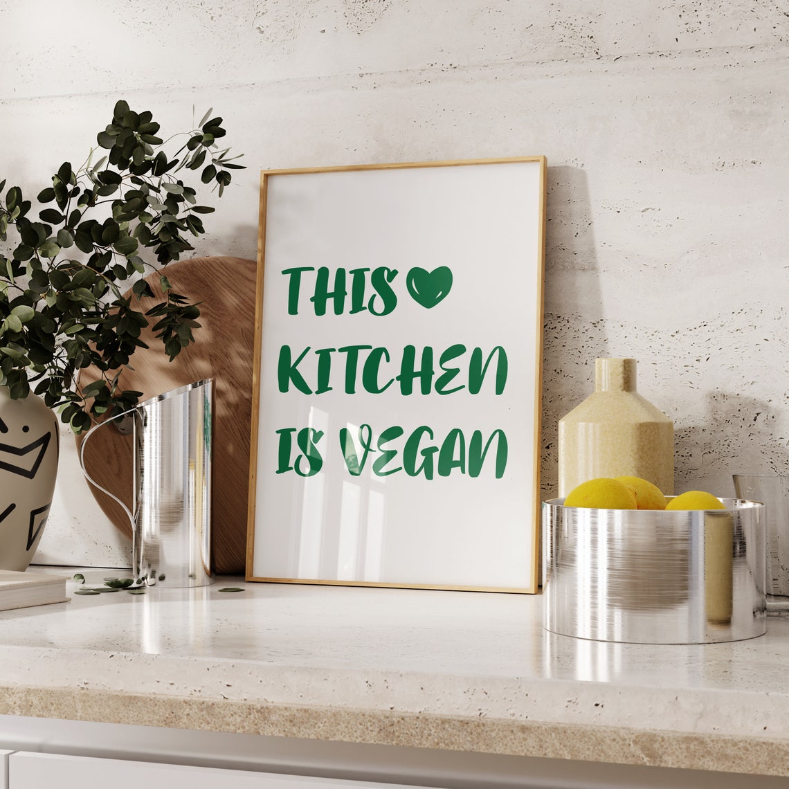 Vegan Kitchen Poster Retro Minimalist Art
