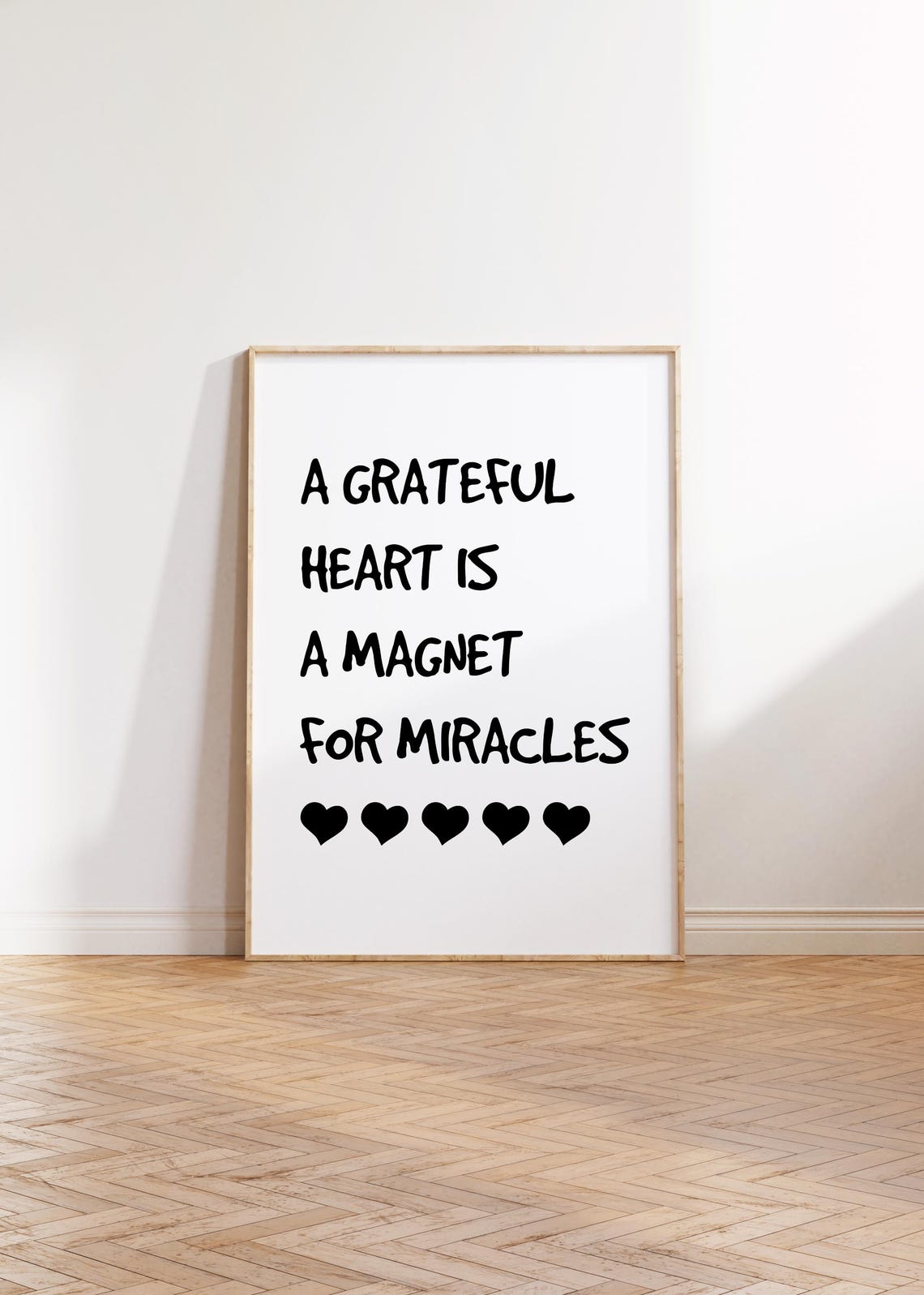A Grateful Heart Is A Magnet For Miracles Hand Lettered Poster