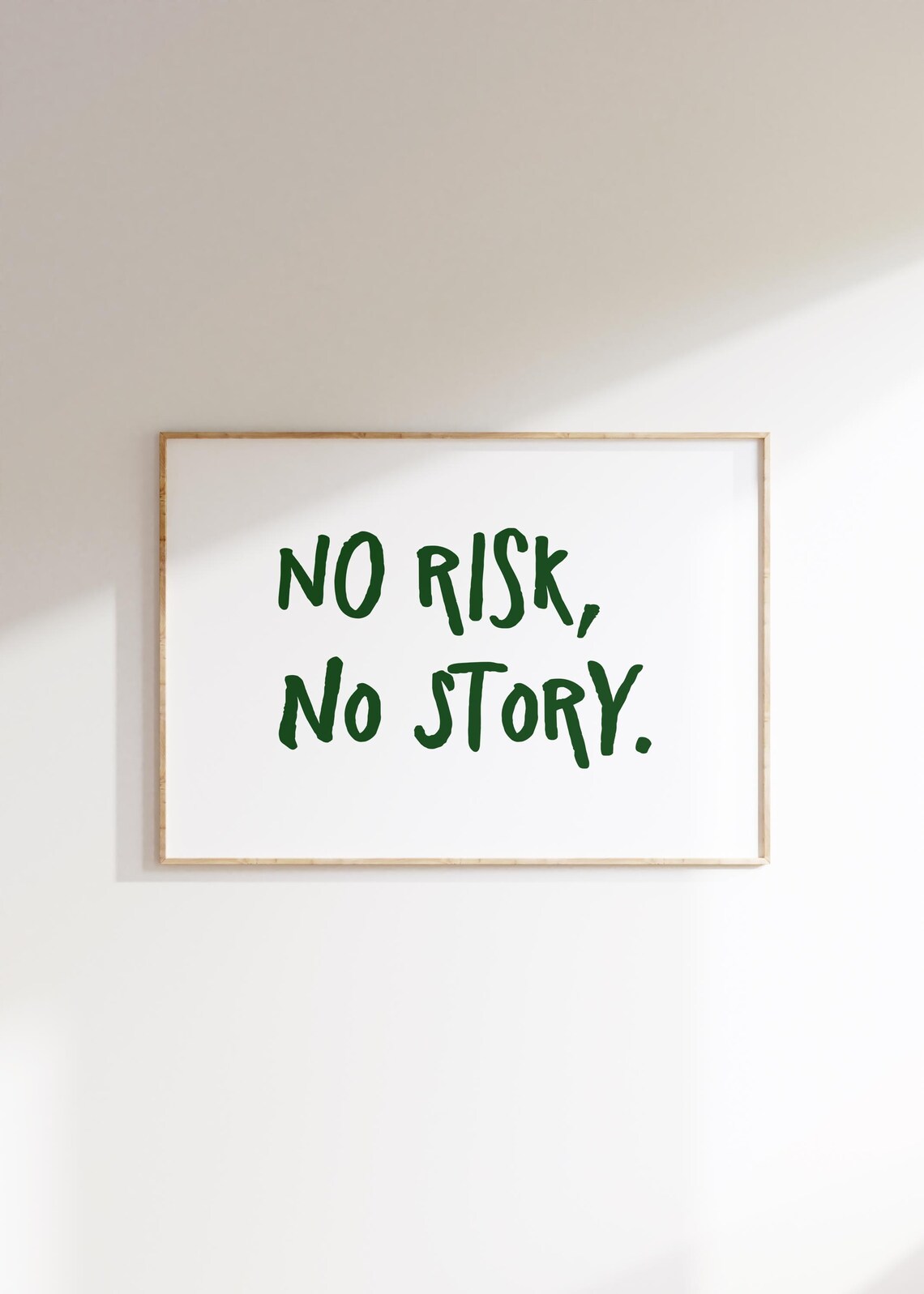 No Risk Story Print Motivational Quote Horizontal Minimalist Poster Trendy Success Office Wall Art