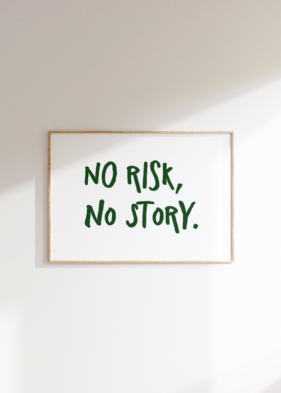 No Risk Story Print Motivational Quote Horizontal Minimalist Poster Trendy Success Office Wall Art