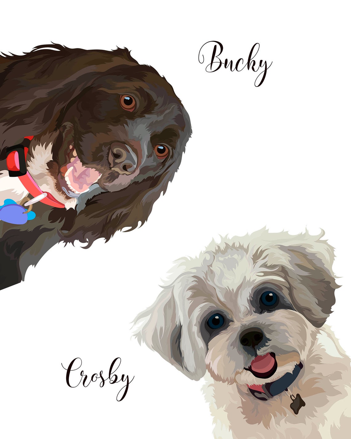 Pet Painting Of 2 Dog Peekaboo Custom Pet Portrait Custom Dog Portrait Peekaboo Custom Watercolor Portrait Dog Art Dog Memorial - Image 5