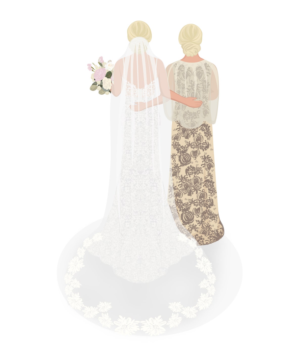 Custom Wedding Family Portrait Mother Daughter Groom Wedding Poster - Image 3