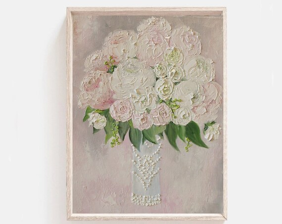 Bridal Bouquet Oil Impasto Painting Custom Original Painting Brides Painting Frame Not Included