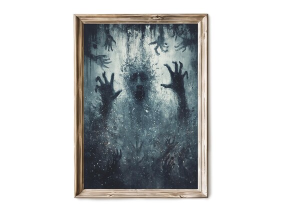 Halloween Wall Art Surreal Hands Reaching From Shadows Abstract Horror Artwork Haunted Fall Decor Dark Academia Print 297