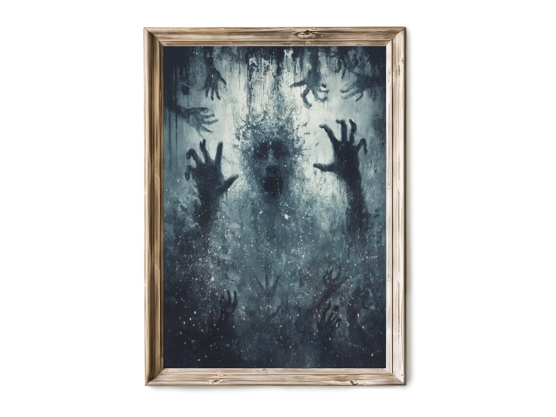 Halloween Wall Art Surreal Hands Reaching From Shadows Abstract Horror Artwork Haunted Fall Decor Dark Academia Print 297