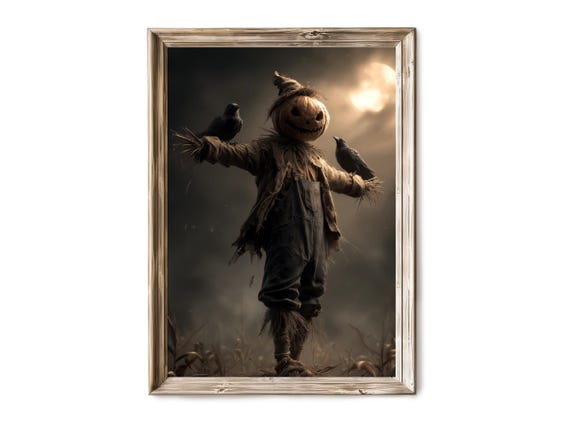Scarecrow With Pumpkin Halloween Fall Art Print