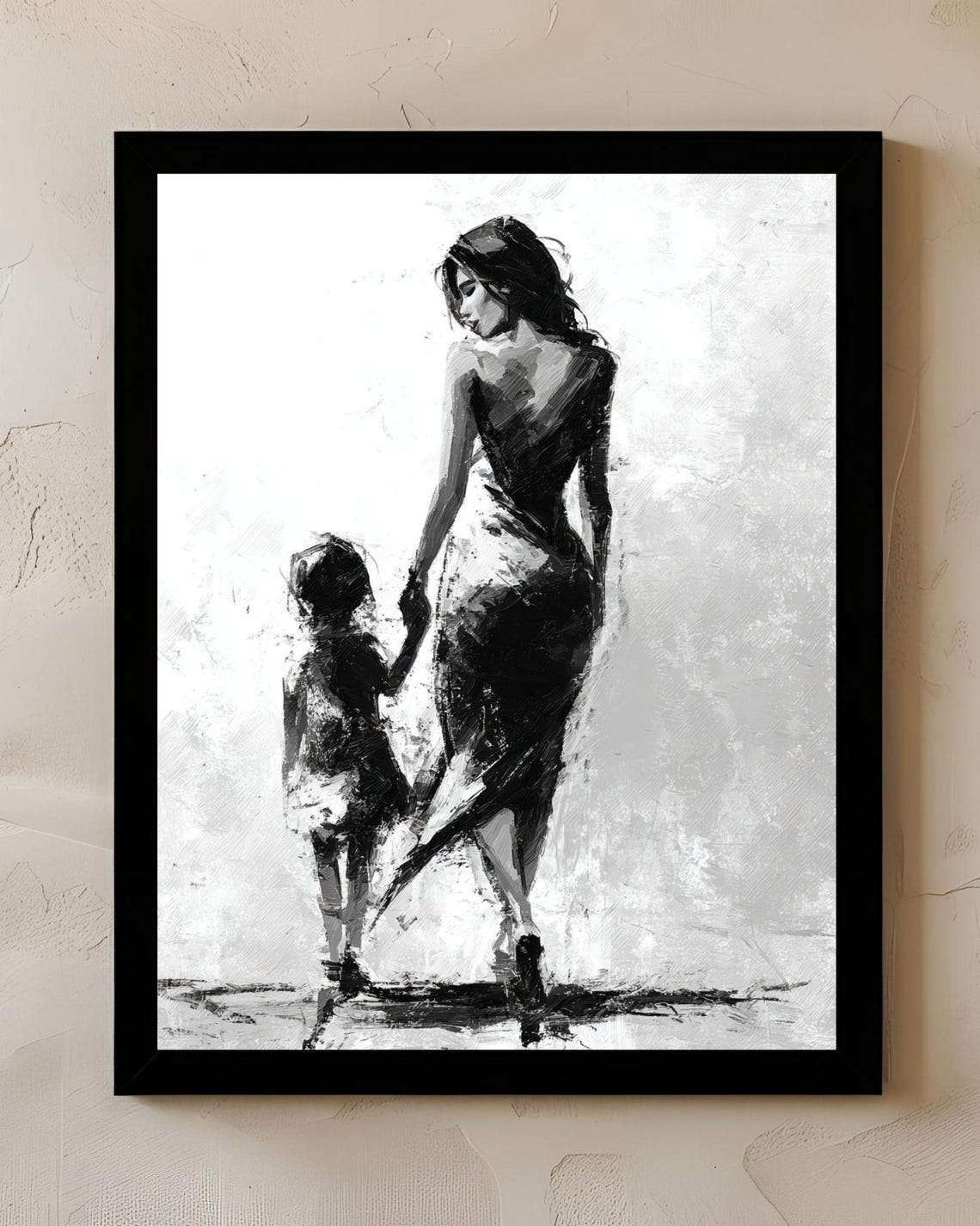 Minimalist Mother Child Art Print Black And White For Nursery Decor Elegant Line Drawing Poster Abstract Wall - Image 3