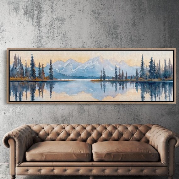Mount Bear Lake Reflection Art Print, Watercolor Mountain Landscape