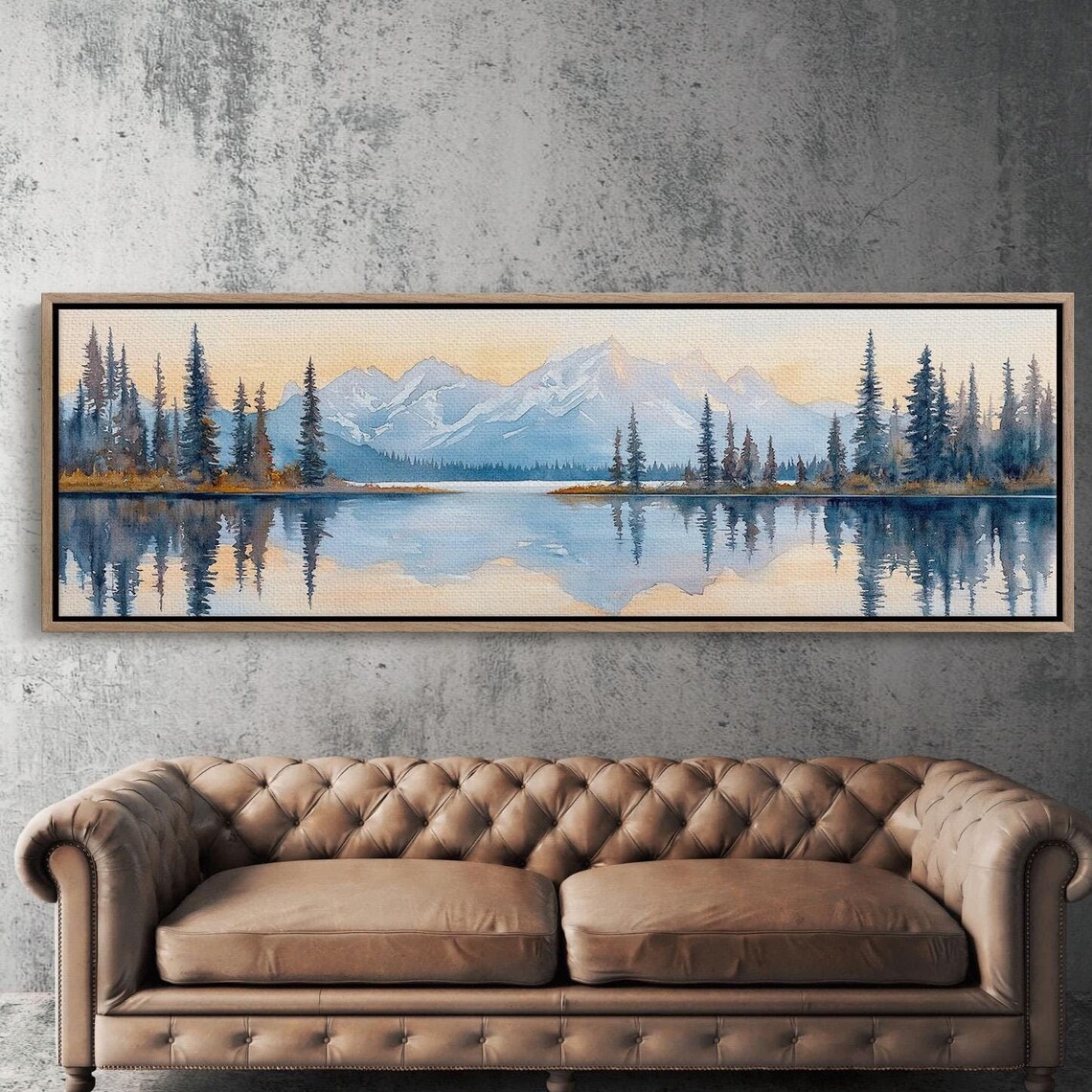 Mount Bear Lake Reflection Art Print, Watercolor Mountain Landscape