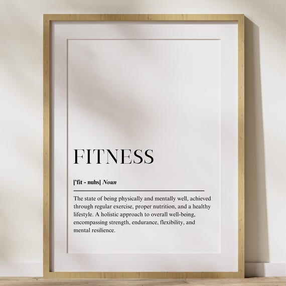 Fitness Definition Poster, Minimalist Gym Wall Art
