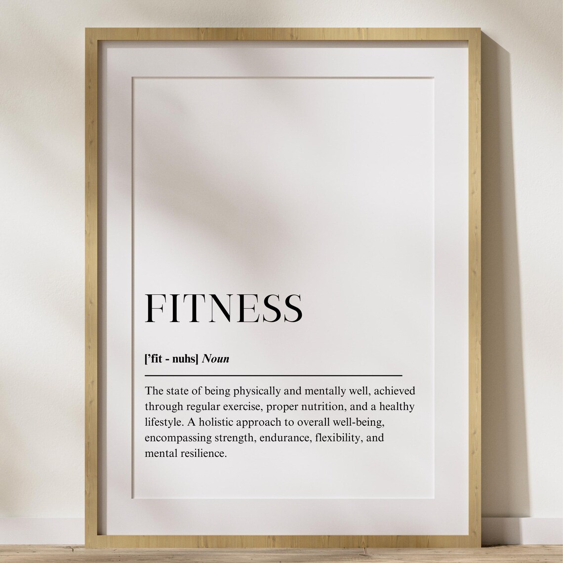 Fitness Definition Poster, Minimalist Gym Wall Art