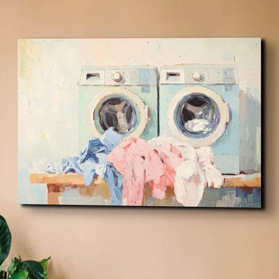 Vintage Mint Washers Laundry Day Impressionist Painting Art Poster