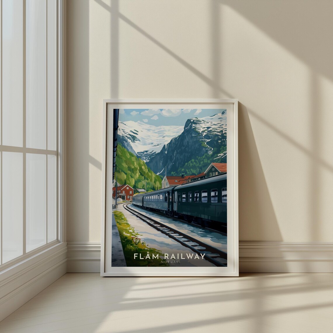 Flåm Railway Norway Mountain Train Station View Travel Poster - Image 2