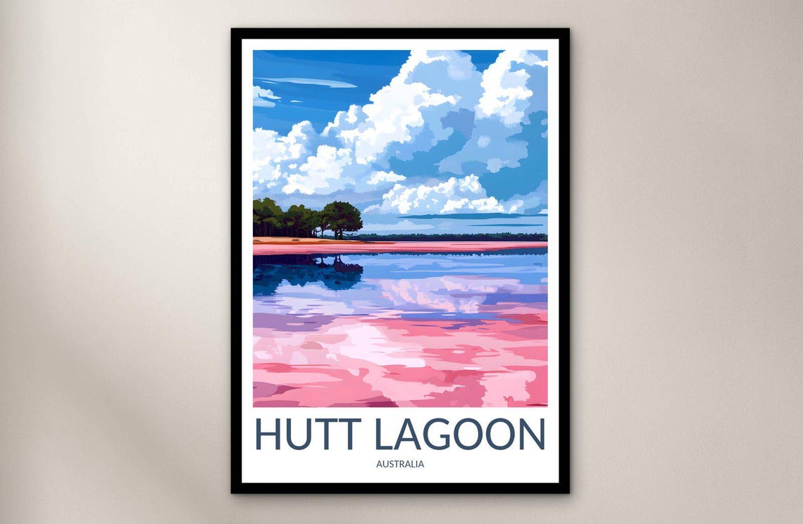 Hutt Lagoon Western Australia Pink Salt Lake Cloud Mirror Poster