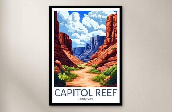 Capitol Reef Utah Red Rock Canyon Desert Trail National Park Poster