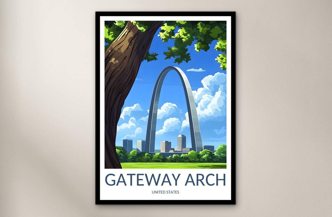 Gateway Arch St Louis Tree Park Skyline Monument Travel Poster