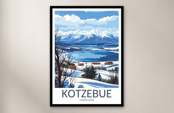 Kotzebue Travel Poster Wall Art Print United States Home Decor Gift North America Illustration