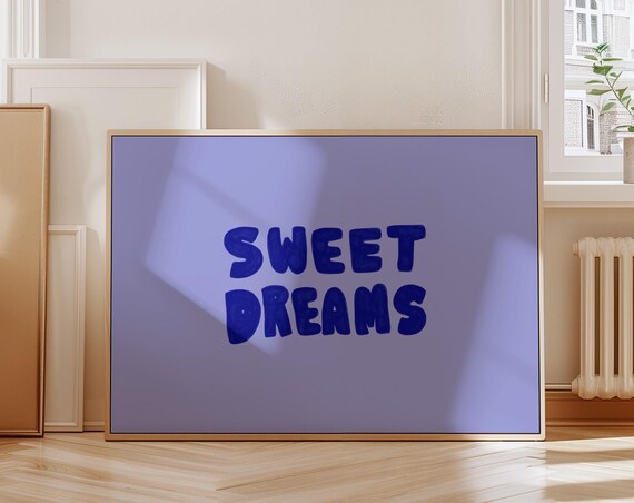 Sweet Dreams Bold Navy Typography Bedroom Nursery Wall Poster