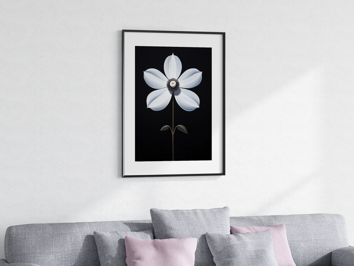 Sophisticated White Flower Painting Modern Art Print Luxury Wall Decor Artwork - Image 4